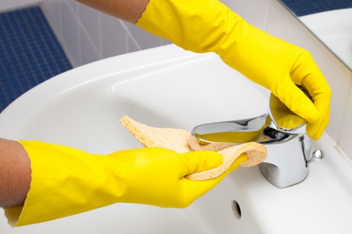 Professional cleaners maintaining a Finchley office workspace